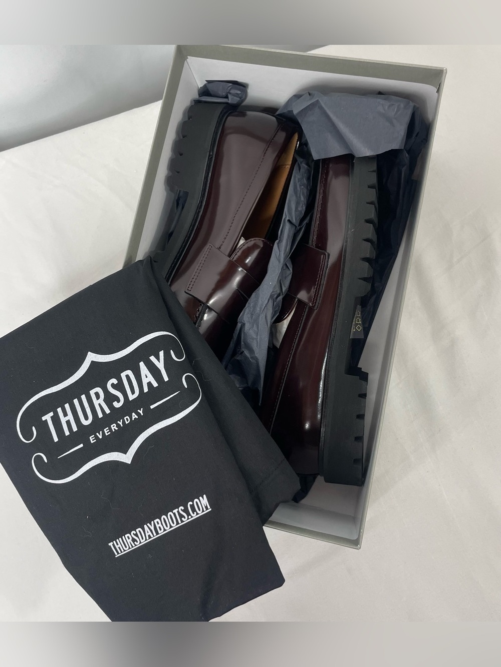 Thursday Boot Co Penny Burgundy Leather Lug Loafers Women’s 9 New - Picture 9 of 10